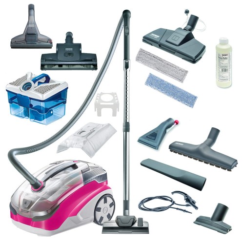 Odkurzacz wodny piorący Allergy&Family Thoma różowy hepa13 plus turboszczotka i spruhex do prania dla alergików z filtrem wodnym mocny silnik duza moc ssania