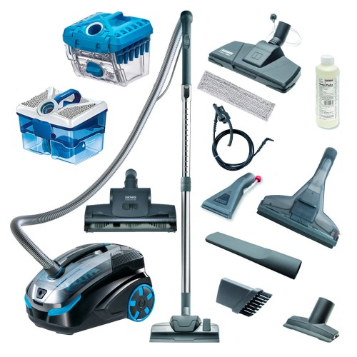 DRY BOX Amfibia Odkurzacz THOMAS Cycloon Hybrid wodny piorący z funkcją mycia podłogi mopowania z filtrem wodnym dla alergika alergików hepa13  filtr cyklonowy niebieski w odkurzaczuamfibia dry box turboszczotka